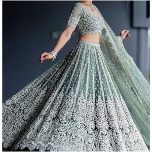 Beautiful Sea Green Lehenga Choli Traditional Indian Wedding Outfit